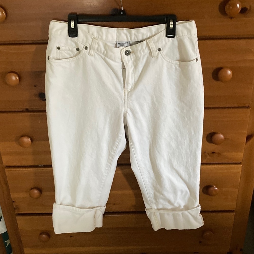 Columbia capris women’s 12 off white jean cuffed cotton stretch